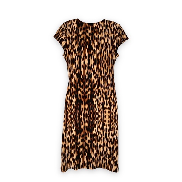 Nine West Cheetah Print Dress Surplice Wrap Lightweight Stretch Fabric Small - Picture 3 of 5